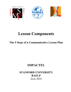 Lesson Components The 5 Steps of a Communicative Lesson Plan