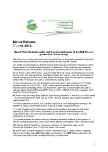 Media Release 7 June 2012 Namoi Water Model illustrates that the