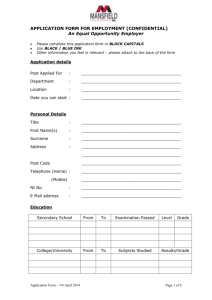 application form - The Mansfield Group