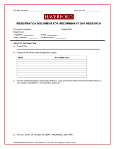 Registration Document For Recombinant Dna Research