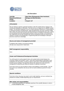 Job Description Job title: Data Clerk (Phylogenetic Data Assistant