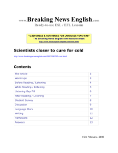 ESL Lesson: Scientists closer to cure for cold
