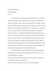 Cyclical Argument Essay Ancient Philosophy 11/19/12 Can one be