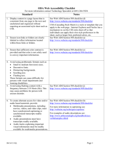 Website Accessibility and Standards Checklist