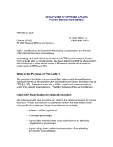 FL 05 01 Qualifications for Mental Health VA Examiner