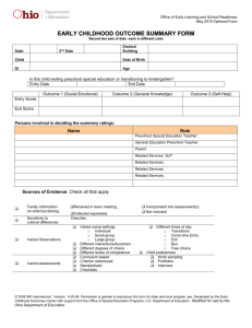 CHILD OUTCOMES SUMMARY FORM