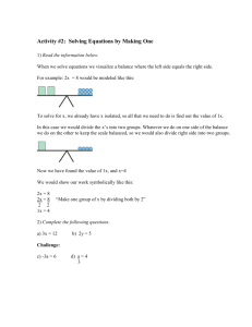 Solving Equations Lesson 1 – Making Zero