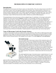 MICROSCOPES IN FORENSIC SCIENCE Introduction The