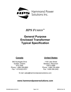 PART 1 – GENERAL - Hammond Power Solutions