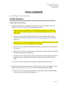 Earth Science Power Standards