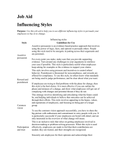 Job Aid-Influencing Styles
