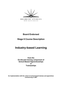 Board Endorsed Stage 6 Course Description Industry
