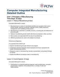 Computer Integrated Manufacturing Detailed Outline