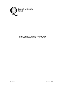 BIOLOGICAL SAFETY POLICY - Queen`s University Belfast