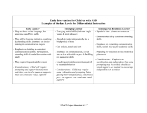 Examples of Student Levels for Differentiated Instruction
