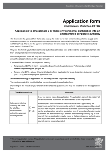 Application to amalgamate two or more environmental authorities