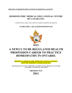DIPLOMA IN HOMEOPATHIC SYSTEM OF MEDICINE & SCIENCE