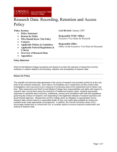 Research Data: Recording, Retention and Access Policy