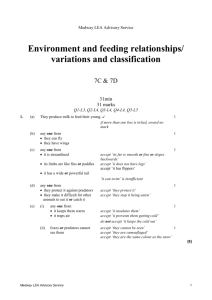 Environment and feeding relationships/variations and classification