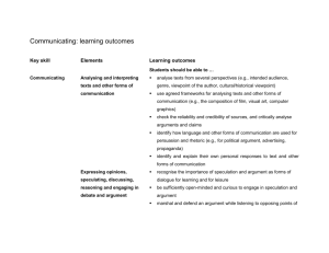 Communicating: learning outcomes