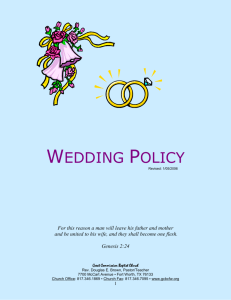 Wedding Policies and Procedures for Weddings at Great