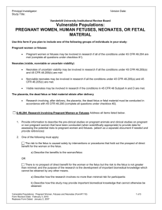 Draft Checklist for Research Involving Fetuses, Human In Vitro