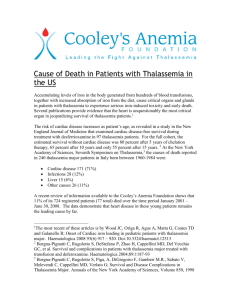1 Cause of Death in Patients with Thalassemia in US Cause of