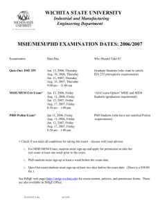 msie/mem/phd examination dates: 2006/2007