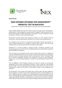 INEX Expands Offering For iGeneScreen Prenatal Test In Malaysia