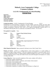 LAL 031 Fundamentals of Critical Reading