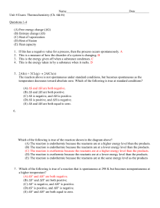 Unit 4 Exam: Thermochemistry (Ch