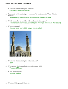 Russia and Central Asia Culture Worksheet Key