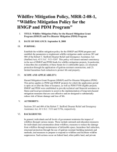 Wildfire Mitigation Policy, MRR-2-08-1, "Wildfire Mitigation Policy for