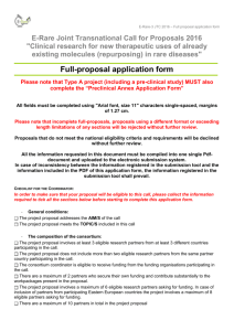 Full Proposal Application Form - Agence Nationale de la Recherche