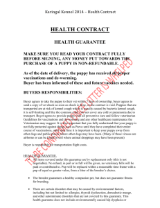 HEALTH CONTRACT - Karingal Kennels