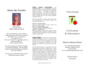 First Grade Brochure - Salem Lutheran School
