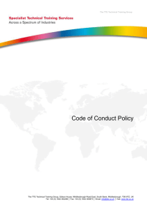 Code of Conduct Policy - TTE Technical Training