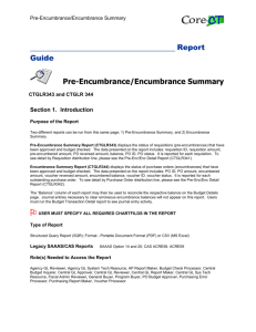 Pre-Encumbrance/Encumbrance Summary Report - Core-CT