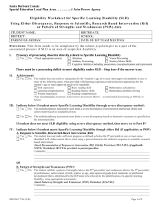 SLD Eligibility Worksheet RtI/PSW [SELPA81]