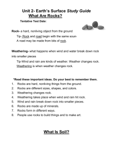 Unit 2- Earth`s Surface Study Guide What Are Rocks? Tentative Test