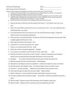 Study Guide Answer Key for Plate Tectonics