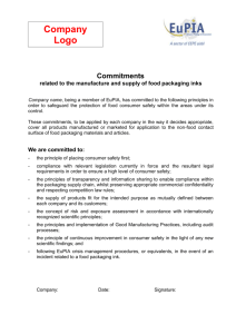 Compliance Commitments related to the manufacture and