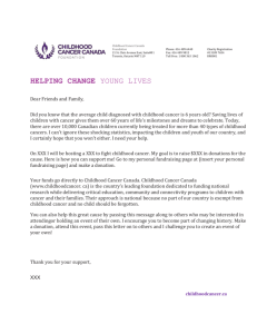 Welcome Letter - Childhood Cancer Canada