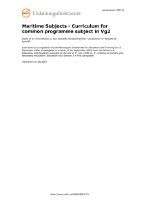 Maritime Subjects - Curriculum for common programme subject in Vg2