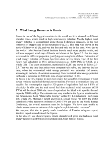 Wind Energy Resources in Russia