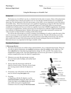 I. Microscope Review - Tamalpais Union High School District