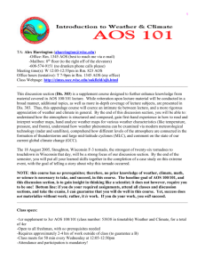 Atmospheric and Oceanic Sciences (AOS) 101 – An Introduction to