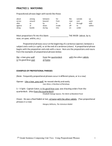 Unit 2 Prepositional Phrases - Pasqualitto/Fifield 7th Grade