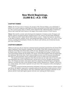 New World Beginnings, 33,000B.C.-A.D. 1769