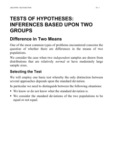 tests of hypotheses: inferences based upon two groups